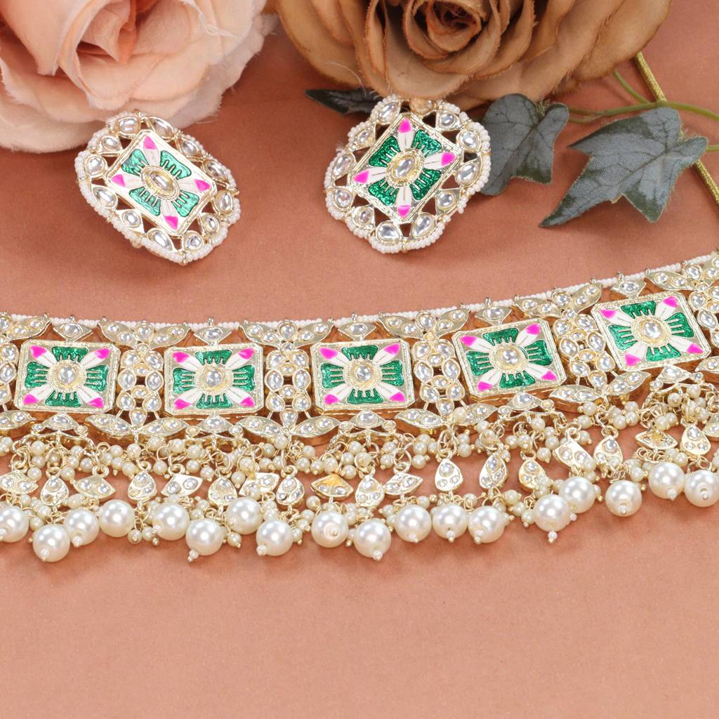 Deepika Bollywood Choker Brass White