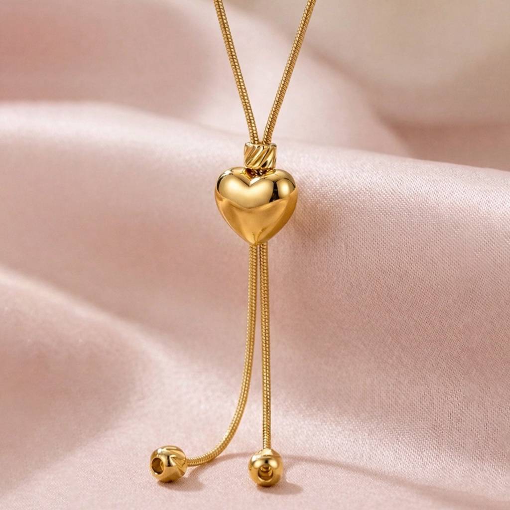 Gold-Plated Modern Minimal Heart Knot Anti-Tarnish Pendant Necklace : HSPS60MB1581