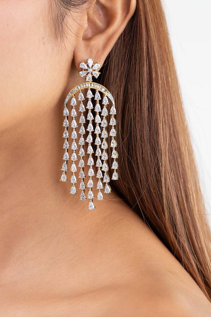 Aanya Crystal Waterfall Diamantã© Earrings : 202510601