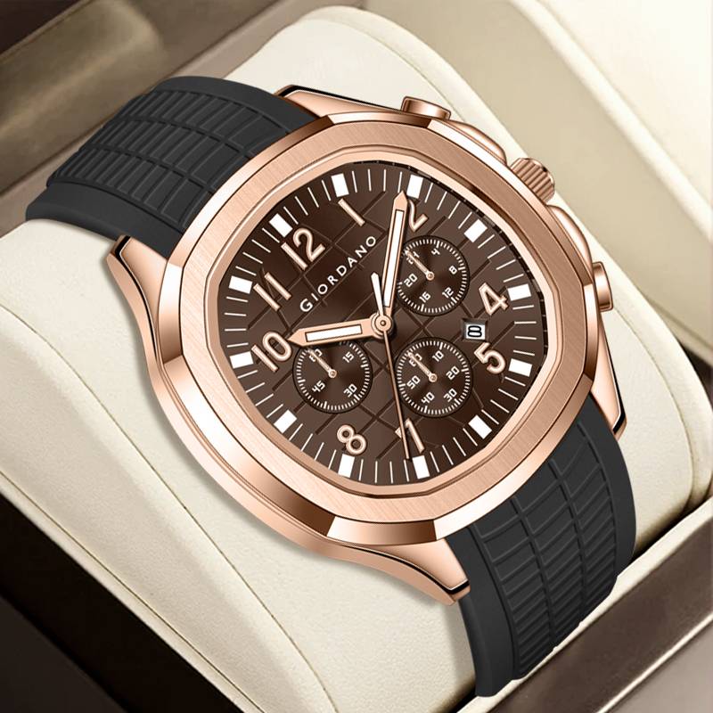 Giordano Precision And Comfort Multi Function Watch For Men With Textured Dial & Trendy Silicone Band : GZ-50143-05