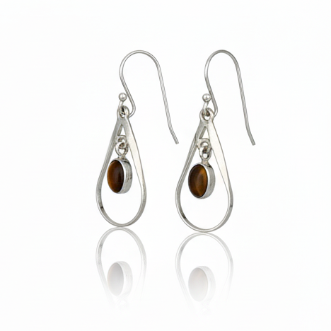 Pure 925 Silver Tiger Eye Danglers Earrings For Women : SE-07