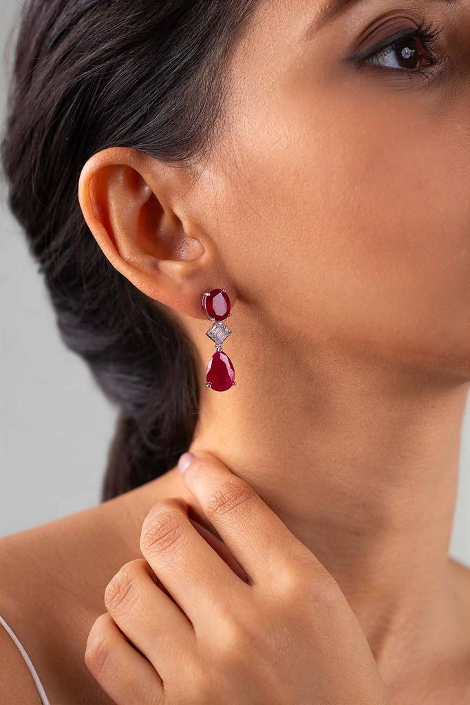 Carmine Ruby Teardrop Earrings : 202510751