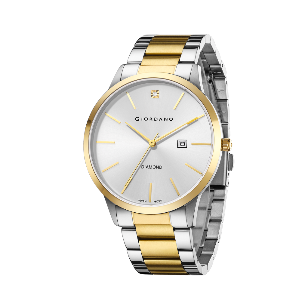 Giordano Classic Analog Watch For Men With Diamond Marked Dial And Stainless Steel Strap : GZ-50101-44