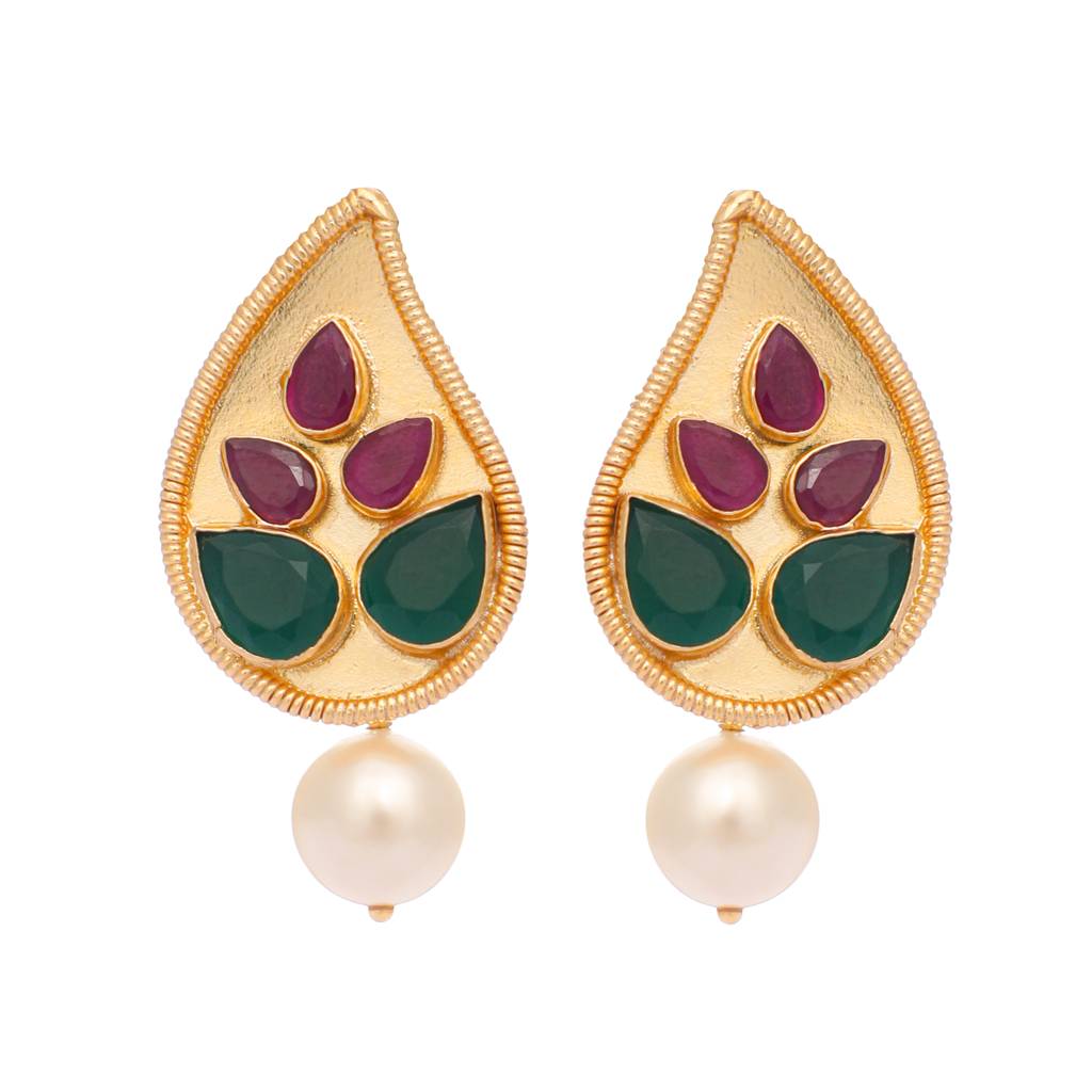 22K Gold Plated Green Grace Earrings : YI24A0383E