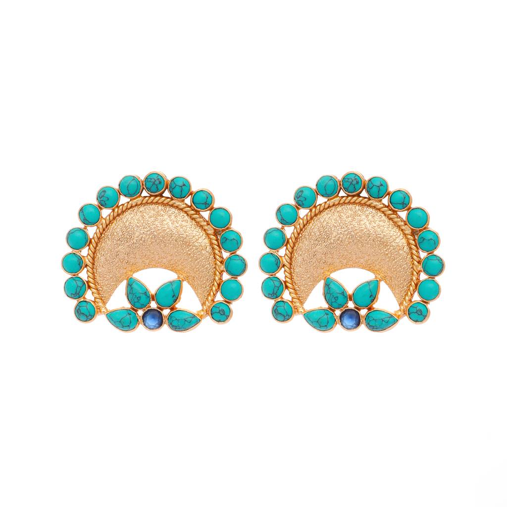 Rose Gold Turquoise Blossom Earrings : YI24A0355E