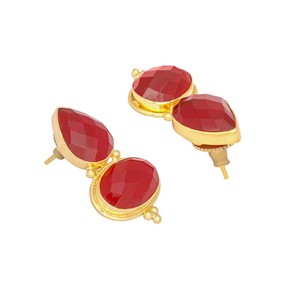 22K Gold Plated Bold Red Embrace Earrings : YI24A0366E