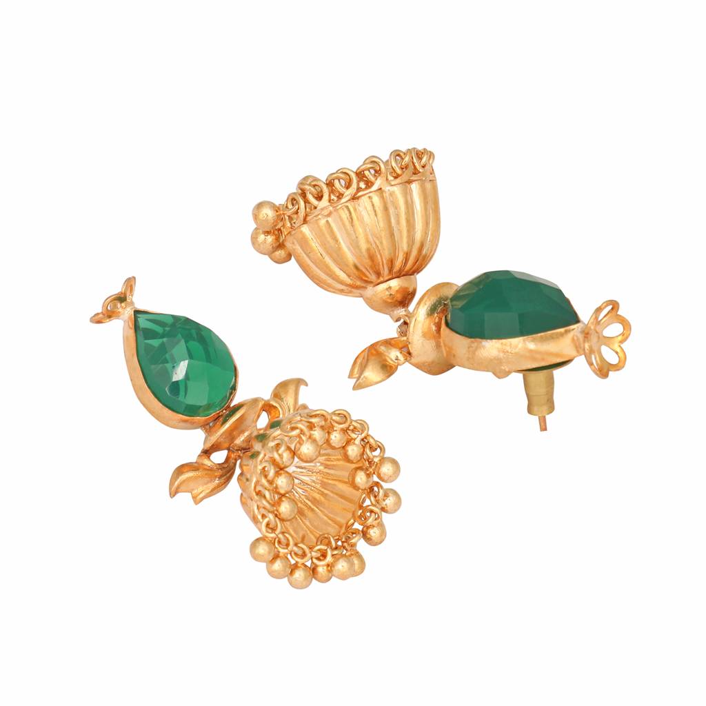 22K Gold Plated Emerald Grace Earrings : YI24A0369E