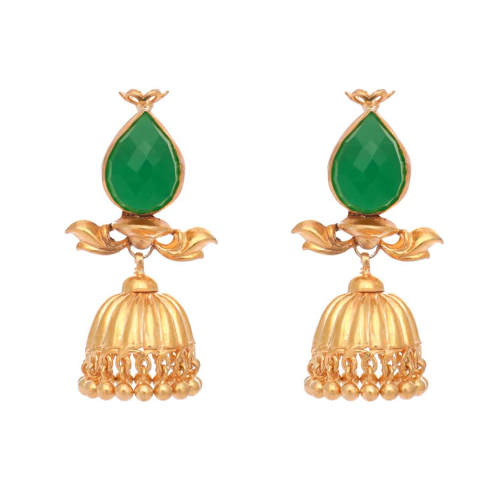 22K Gold Plated Emerald Grace Earrings : YI24A0369E