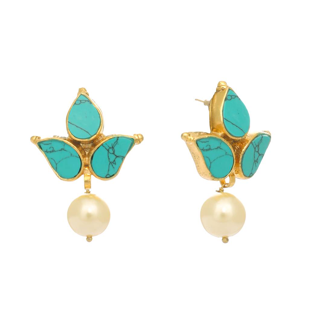 22K Gold Plated Turquoise Glow Studs : YI24A0389E