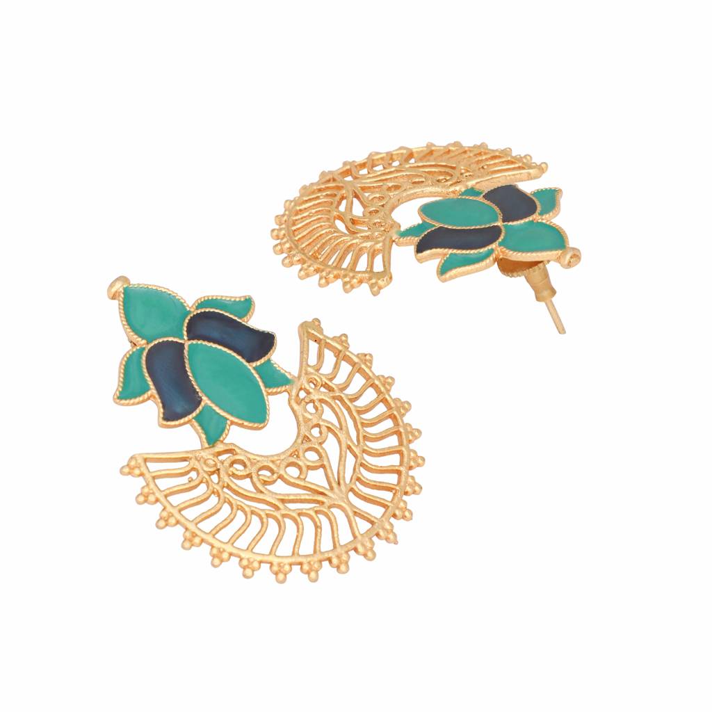 22K Gold Plated Turquoise Radiance Jali Studs : YI24A0368E