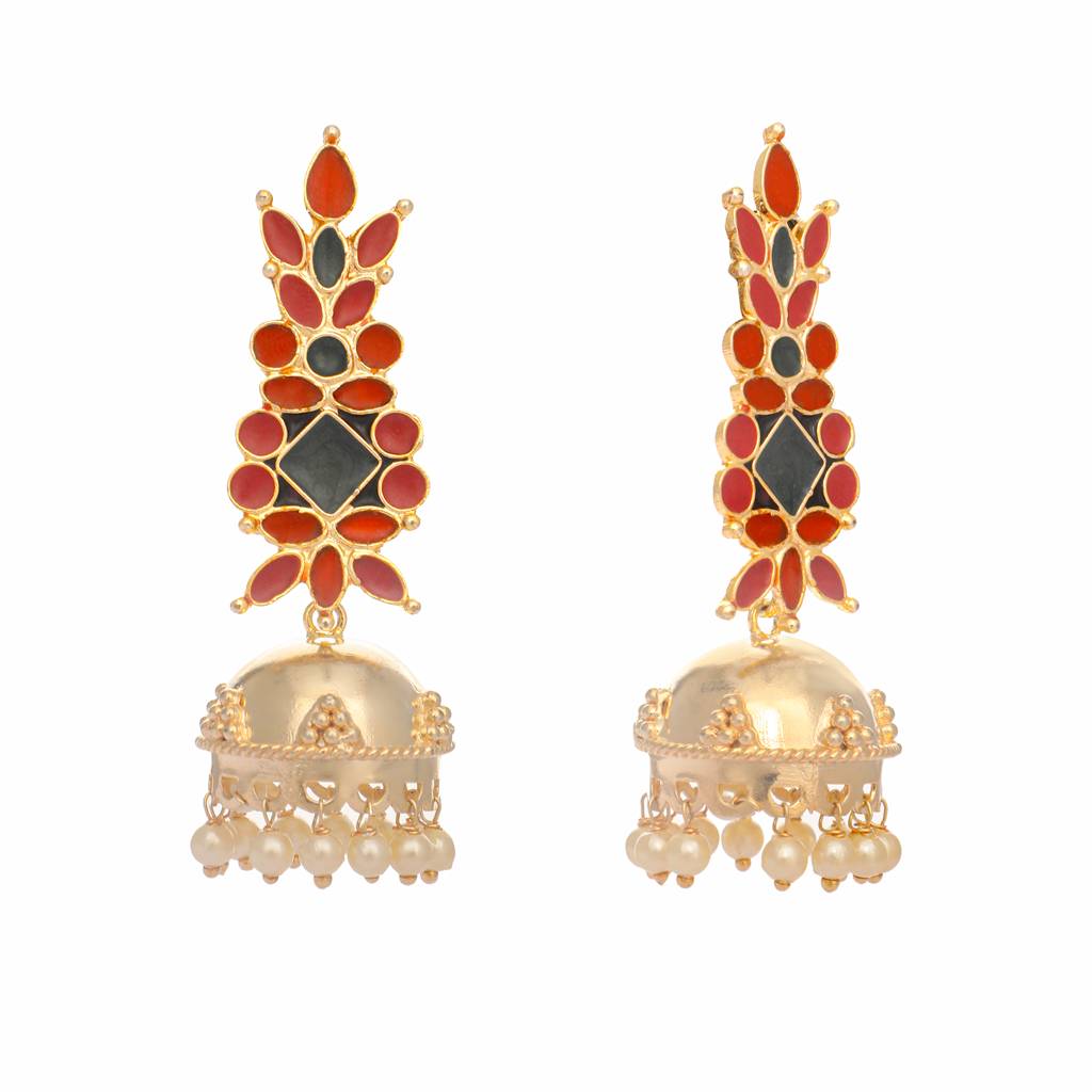 22K Gold Plated Enamelling Cascade Earrings : YI24A0351E