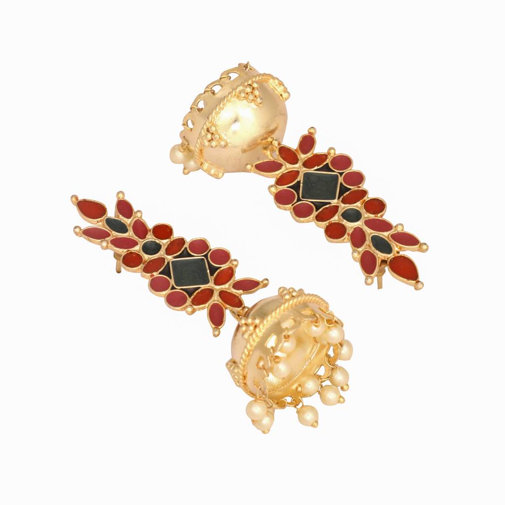 22K Gold Plated Enamelling Cascade Earrings : YI24A0351E