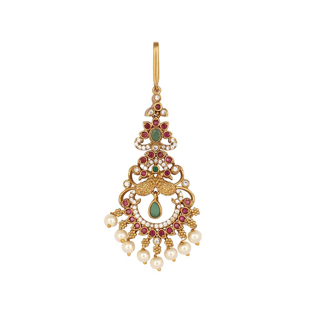 18K Gold Plated Ethereal Dual Color Maang Tikka : YI24A0484H