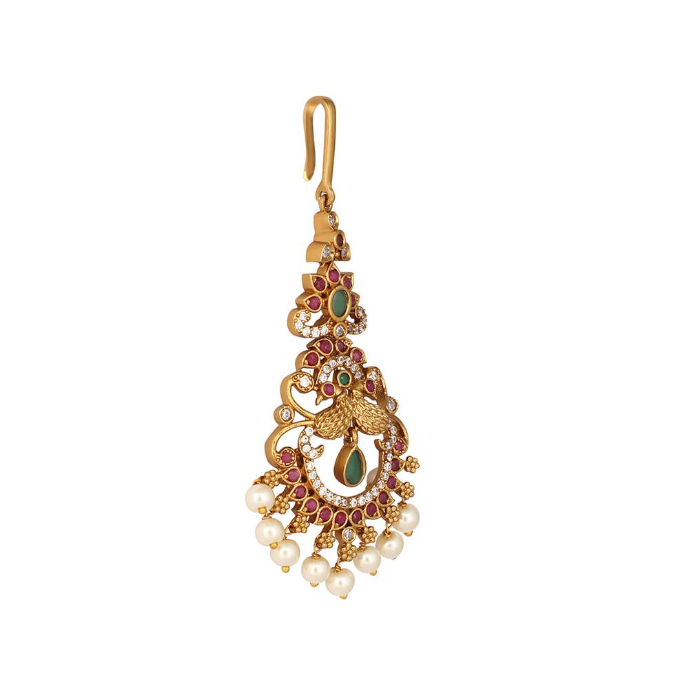 18K Gold Plated Ethereal Dual Color Maang Tikka : YI24A0484H
