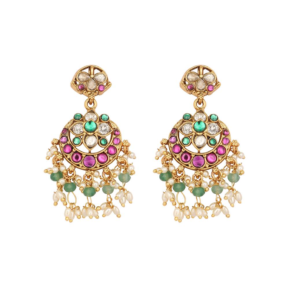 18K Gold Plated Estele Gold Tone Beaded Necklace Set : YI24A0492N