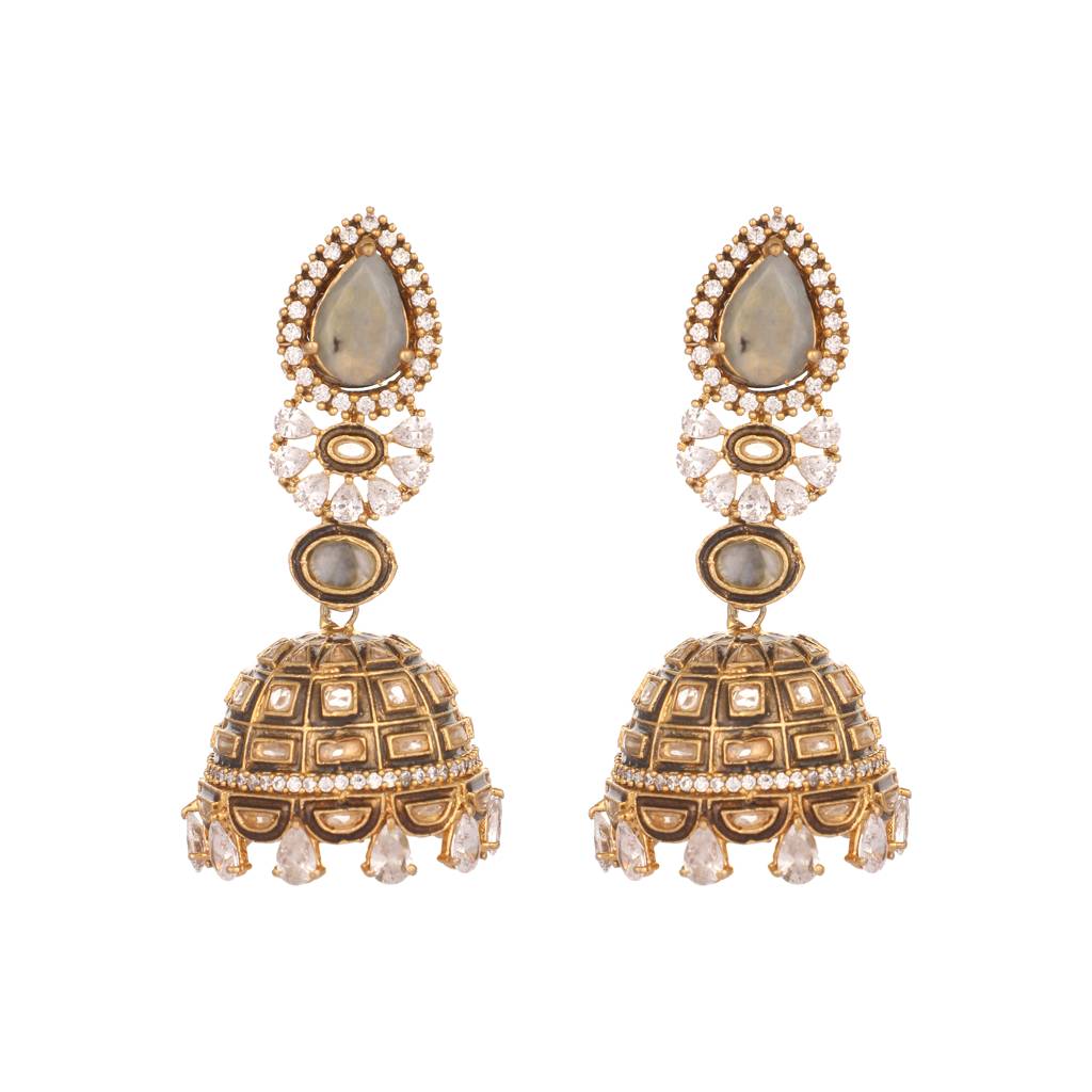 22K Gold Plated Aureate Swirl Jhumki Earrings : YI24A0542E