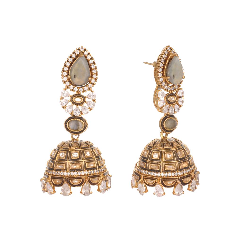 22K Gold Plated Aureate Swirl Jhumki Earrings : YI24A0542E