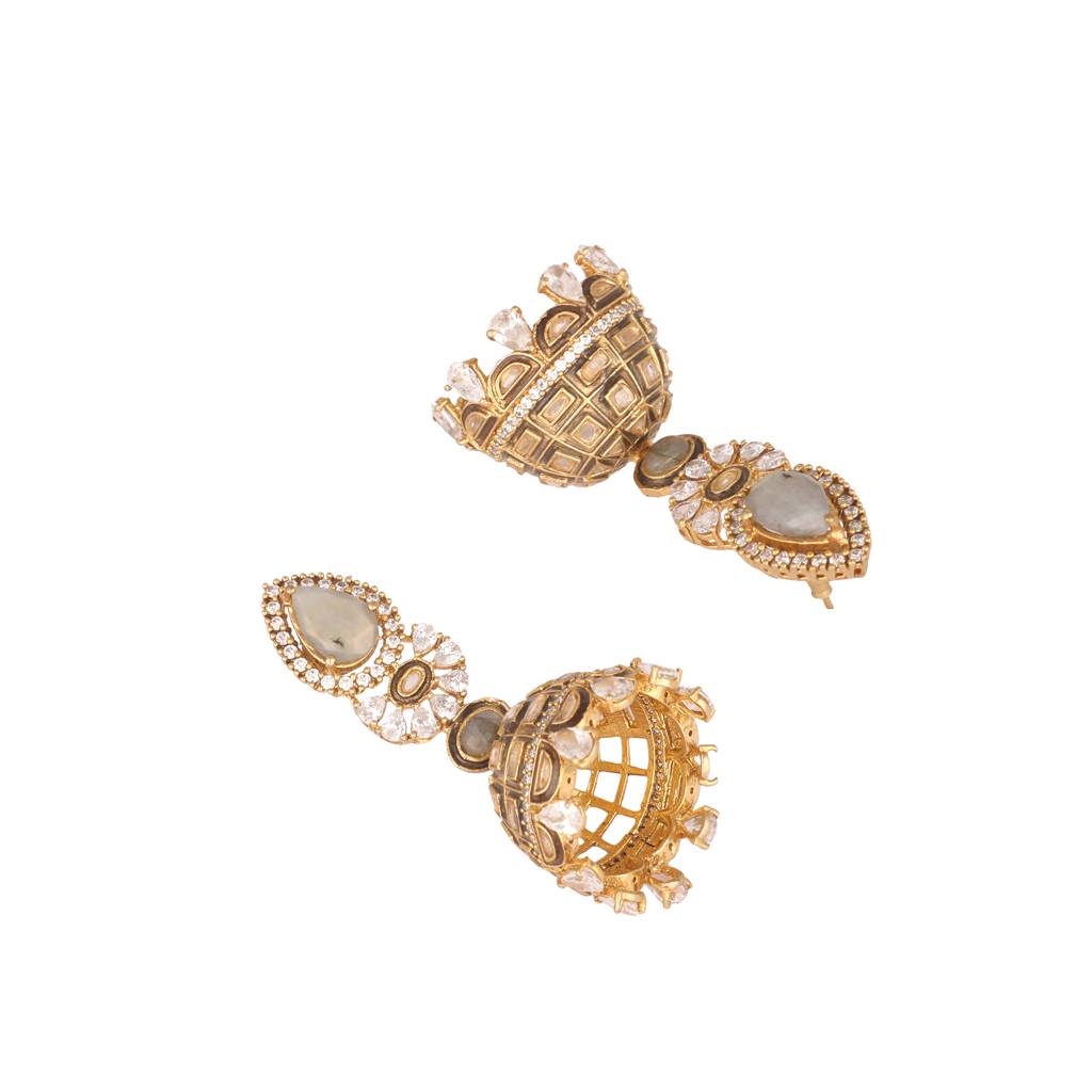 22K Gold Plated Aureate Swirl Jhumki Earrings : YI24A0542E