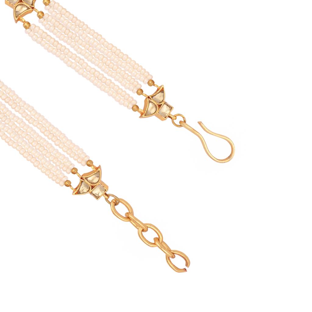 22K Gold Plated Ruby Blossom Pearl Bracelet : YI24A0527B