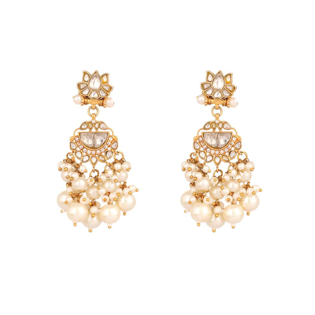 22K Gold Plated Pearl Chandelier Drop Earrings : YI24A0537E