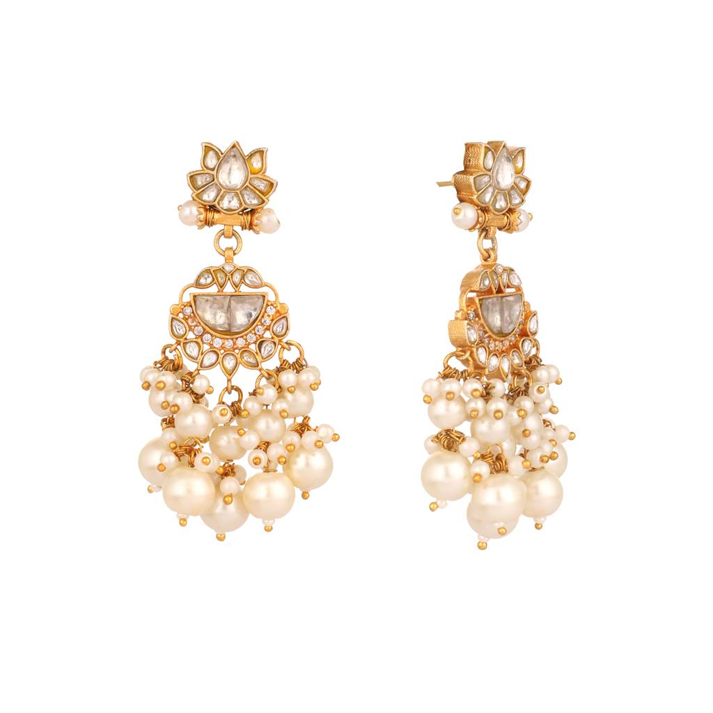 22K Gold Plated Pearl Chandelier Drop Earrings : YI24A0537E