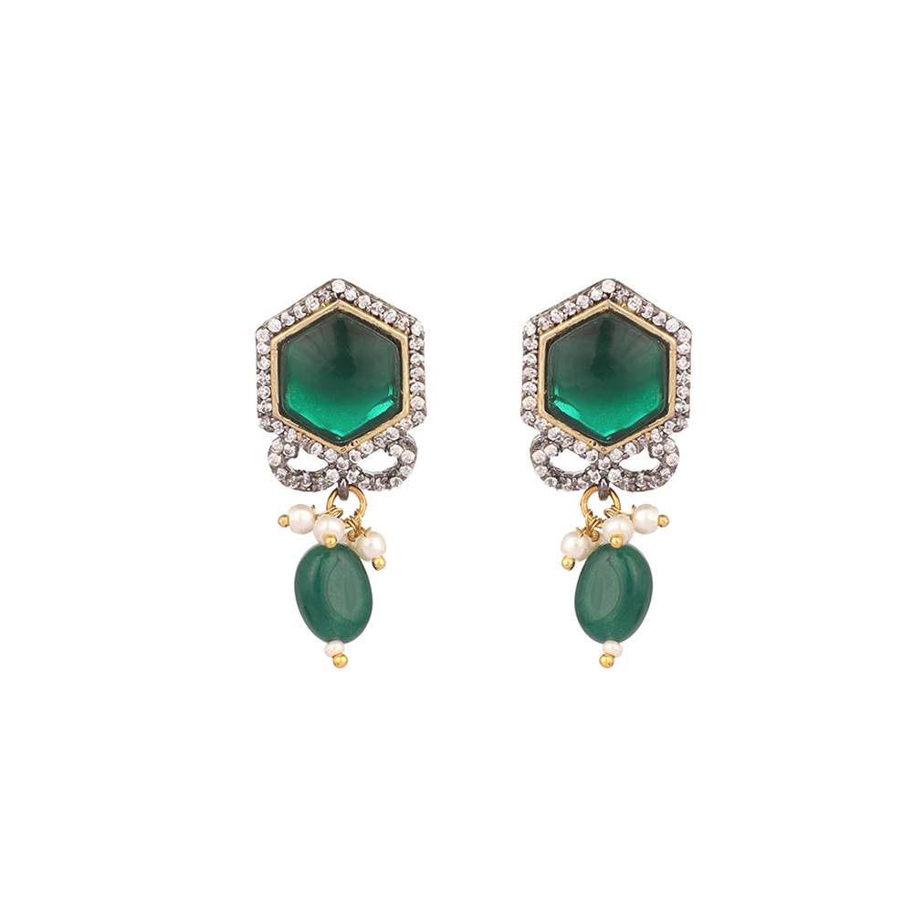 22K Gold Plated Emerald Majesty Necklace Set : YI24A0525N