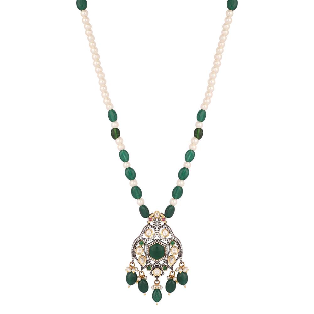 22K Gold Plated Emerald Majesty Necklace Set : YI24A0525N