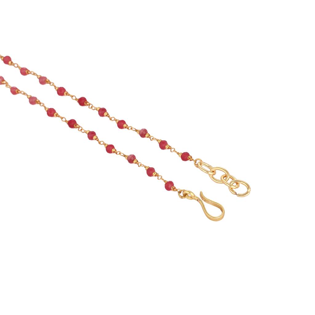 22K Gold Plated Crescent Kundan Ruby Drops Necklace : YI24A0530N