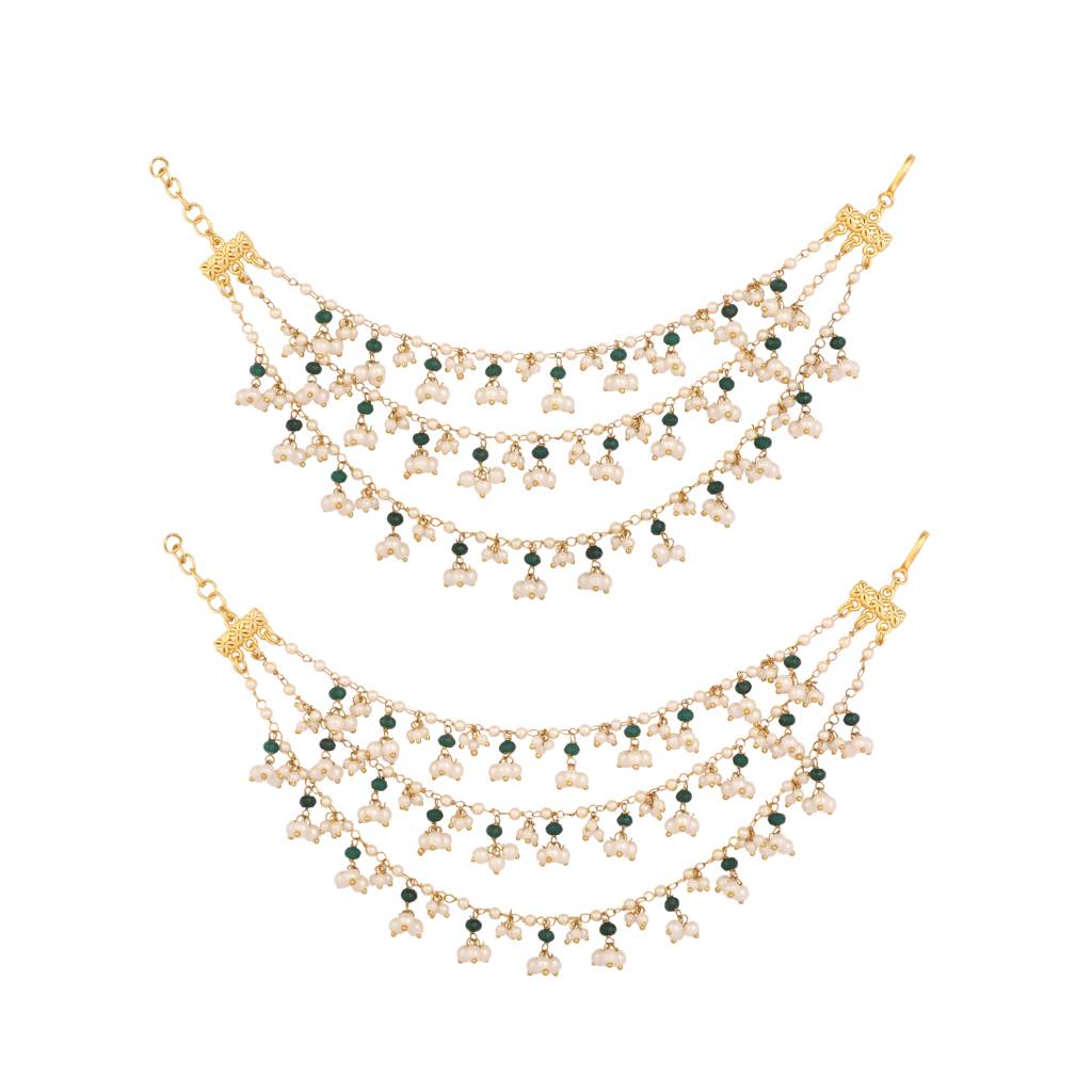 Pearl Cascade Tri Layered Ear Chain : YI24A0506H