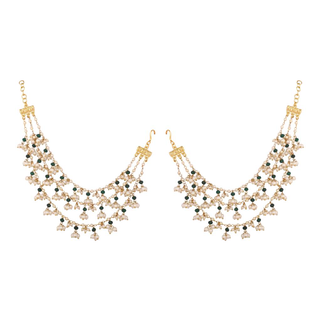 Pearl Cascade Tri Layered Ear Chain : YI24A0506H