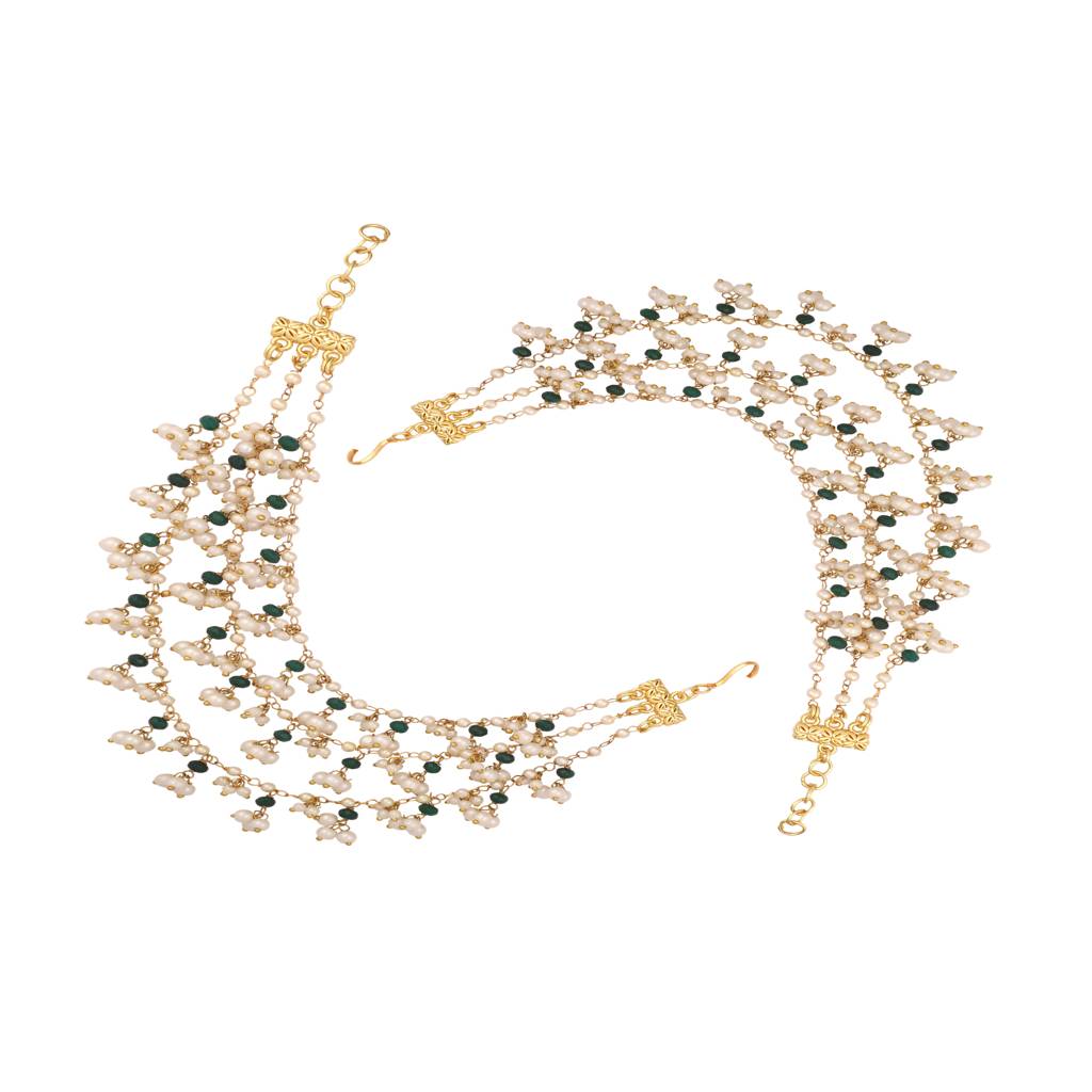 Pearl Cascade Tri Layered Ear Chain : YI24A0506H