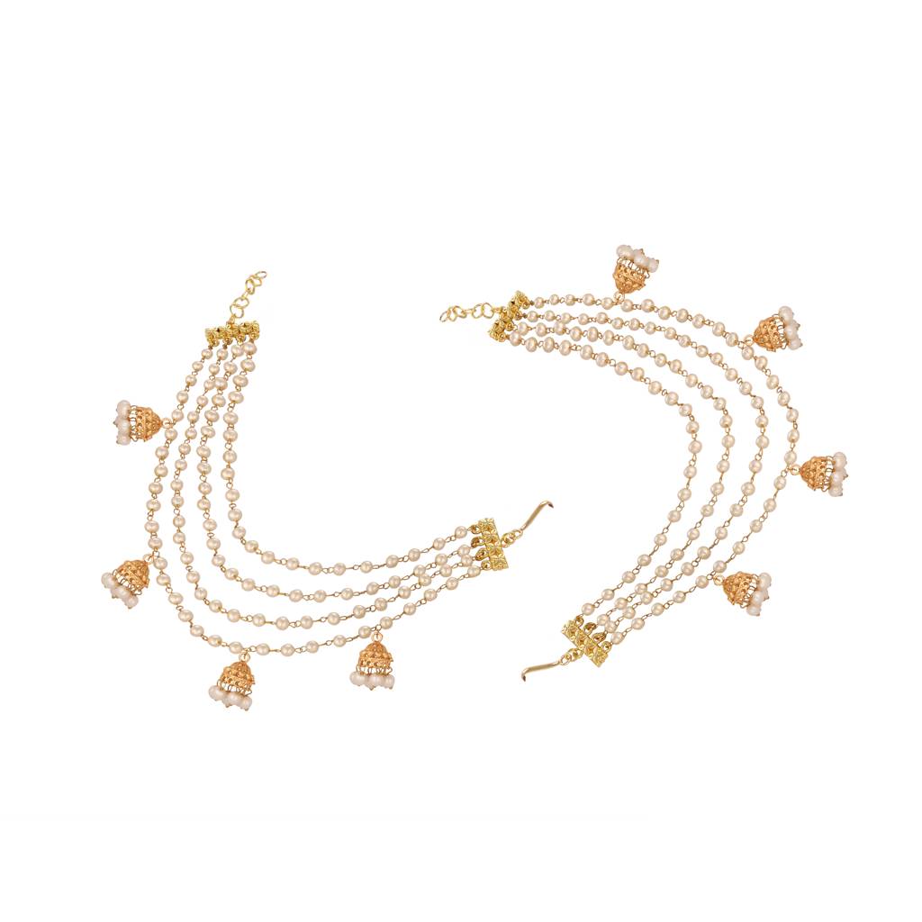 Golden Jhumki Drape Ear Chain : YI24A0503H