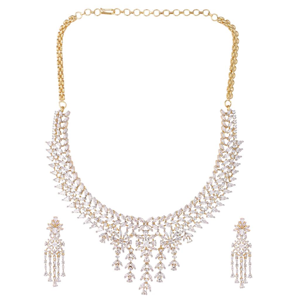 American Diamond Spark Veil Necklace Set : YI24A0599N