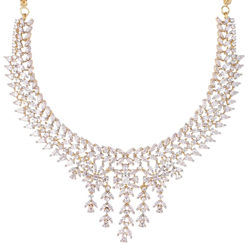American Diamond Spark Veil Necklace Set : YI24A0599N