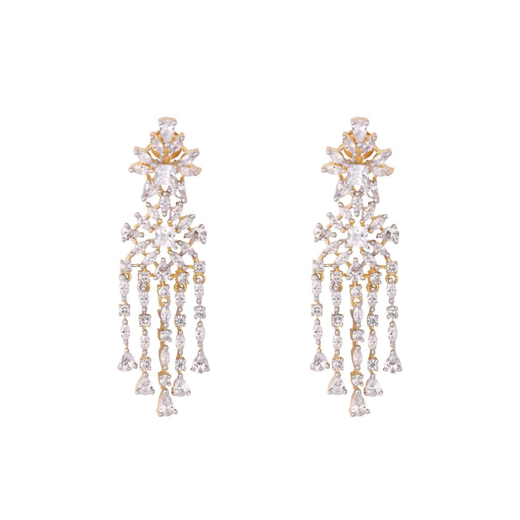 American Diamond Spark Veil Necklace Set : YI24A0599N