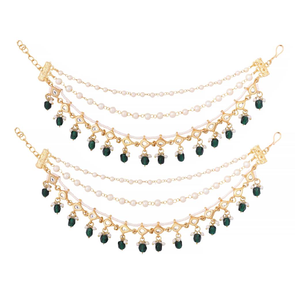 Zayra Emerald Drop Layered Earchains : YI24A0610H