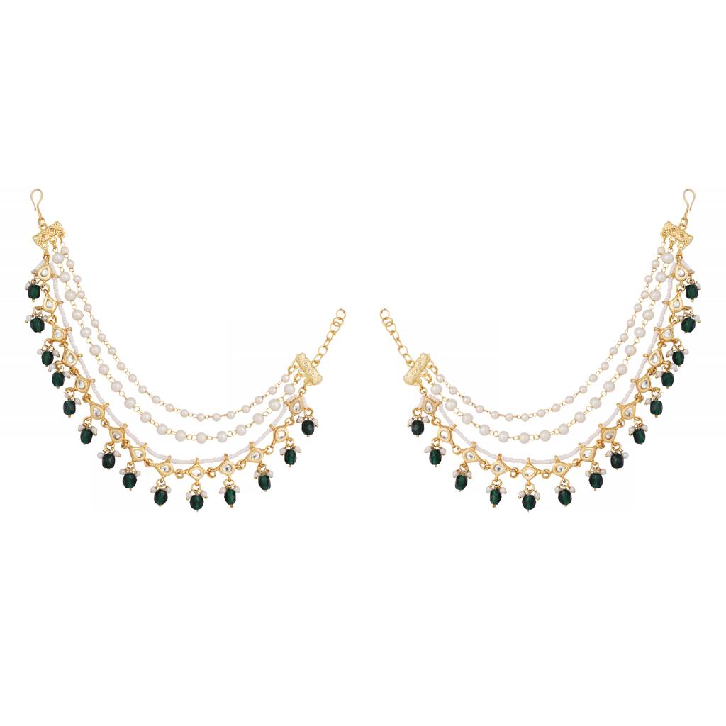 Zayra Emerald Drop Layered Earchains : YI24A0610H