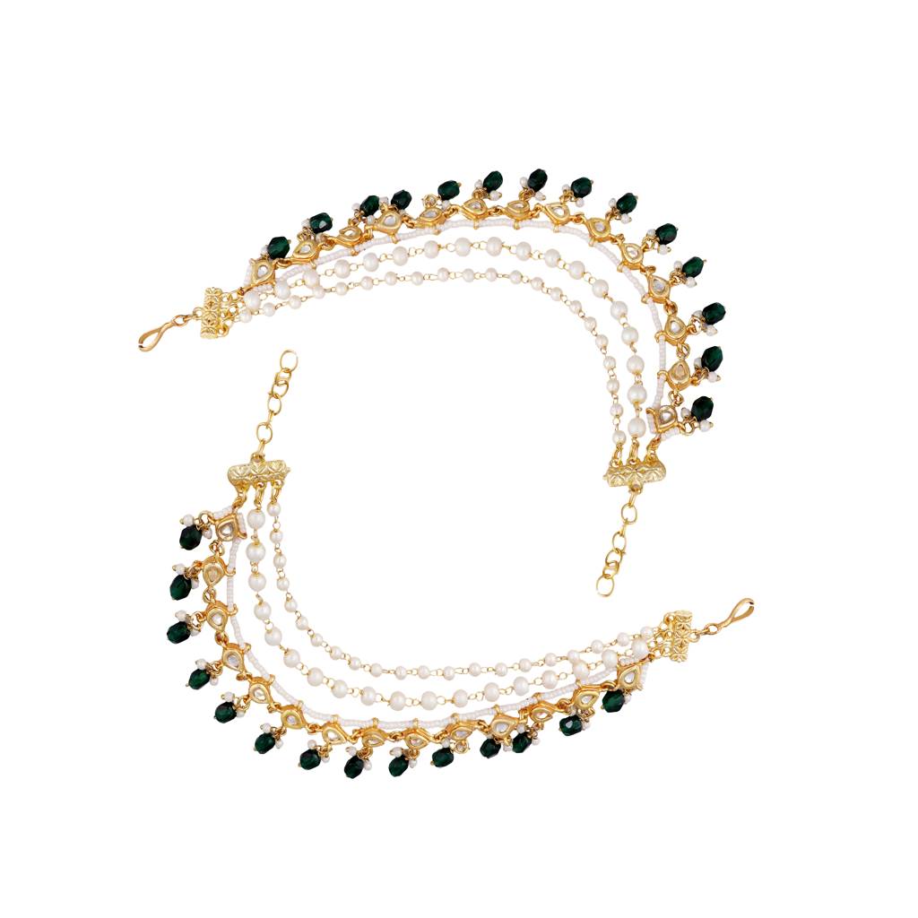 Zayra Emerald Drop Layered Earchains : YI24A0610H