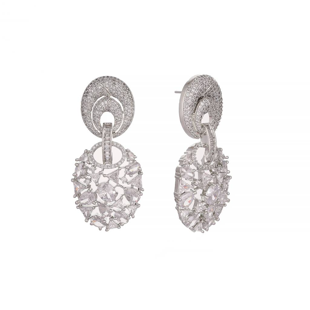 Rhodium Plated Eternal Flora Dangler Earrings : YI24A0507E