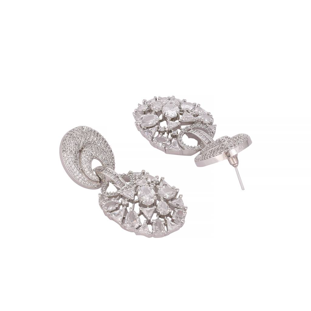 Rhodium Plated Eternal Flora Dangler Earrings : YI24A0507E