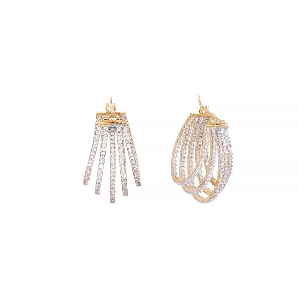 American Diamond Drape Hoop Earrings : YI24A0566E