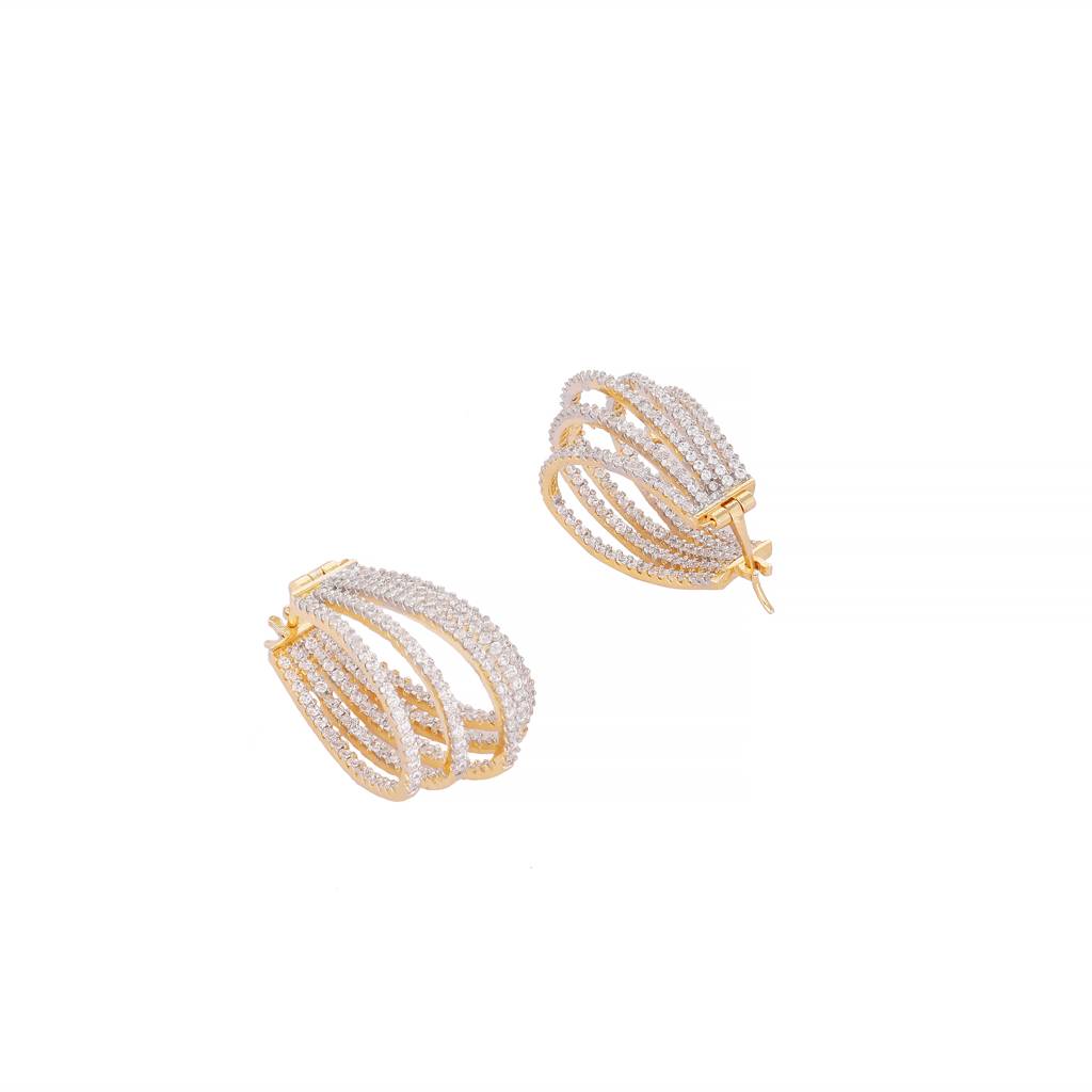 American Diamond Drape Hoop Earrings : YI24A0566E