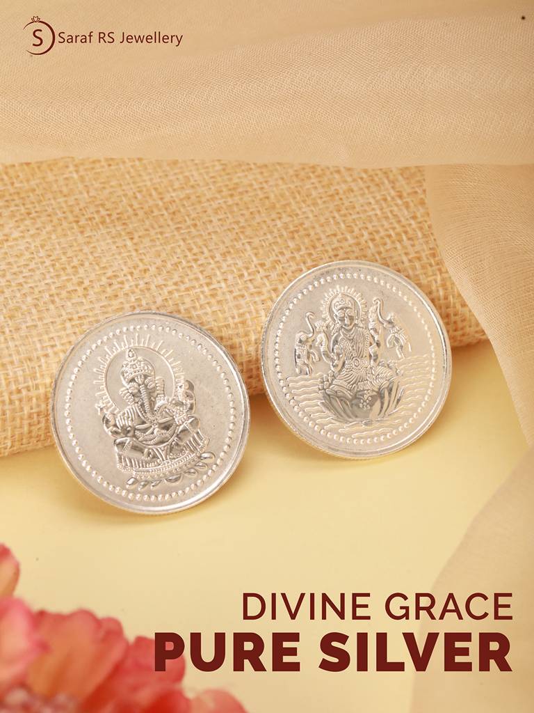 Laxmi Ganesh 20 Gram 999 Round Silver Coin : SJSC5023