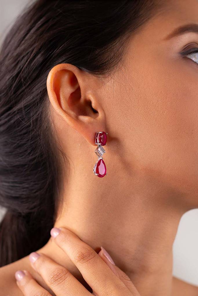 Carmine Ruby Teardrop Earrings : 202510751