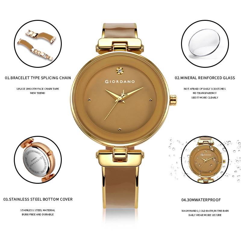 Giordano Designer Analog Watch For Women Â Glossy Round Dial & Bracelet Style Stainless Steel Strap-Gz-60099 : GZ-60099-33
