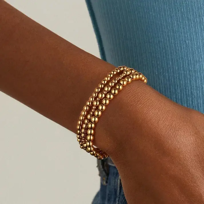 Gold Elastic Bead Bracelet : BCLT020-S