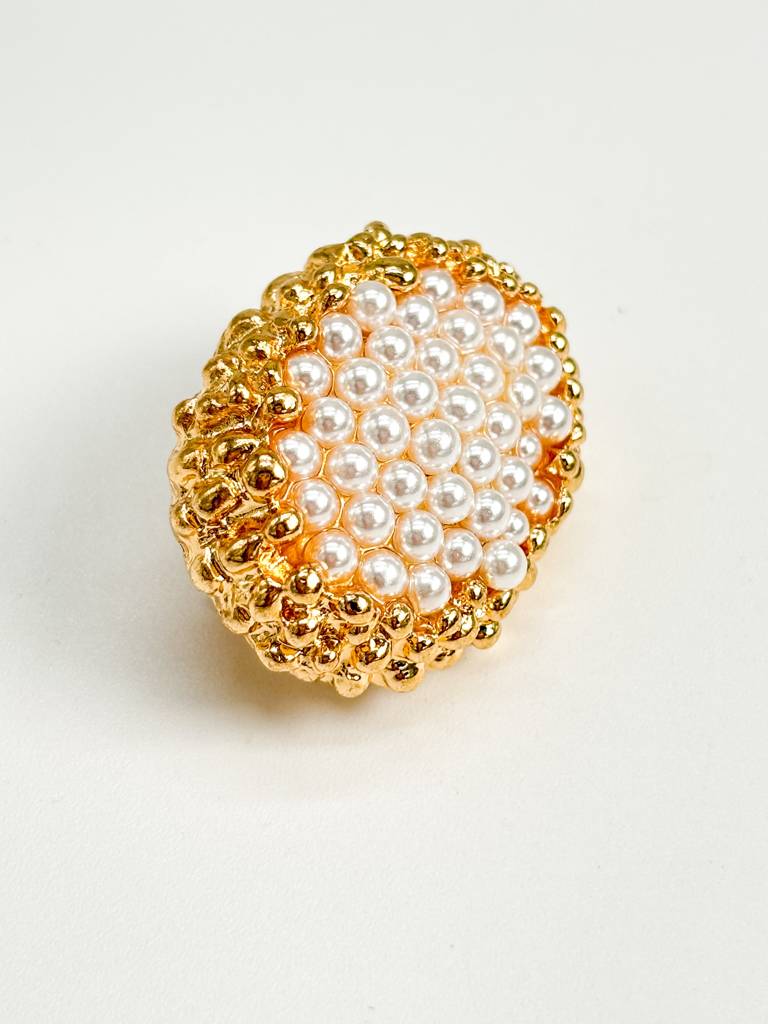 Gold & Pearl Cluster Clipon Stud Earrings : E0001