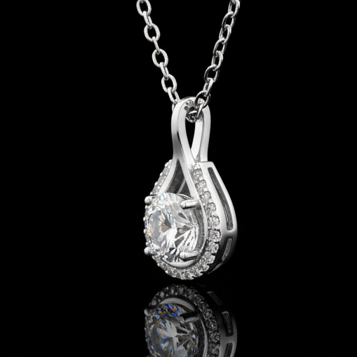 Pure 925 Silver Diamond Carrier Moissanite Pendant For Women : SYM-0197