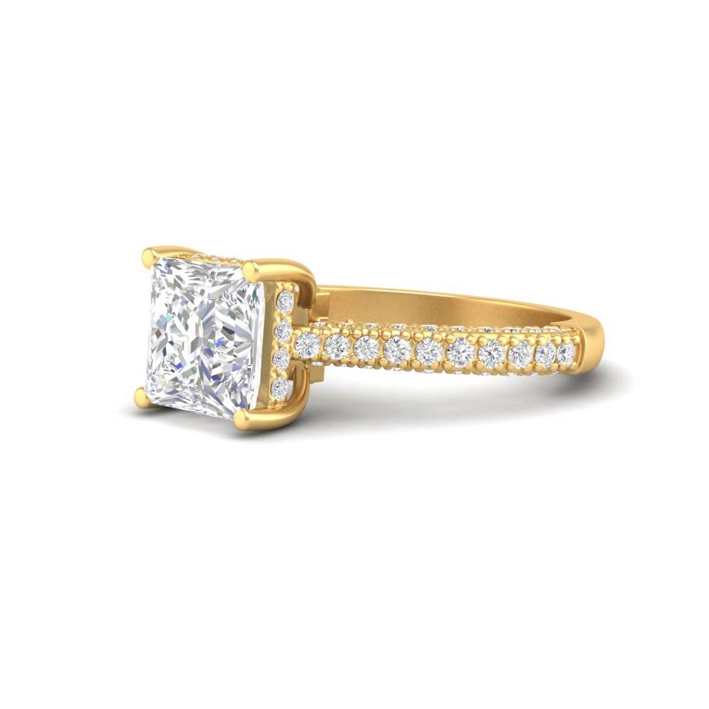 2.50 Ct Princess Cut Moissanite Women Solitaire Ring 14K Gold Plated : FJ_006