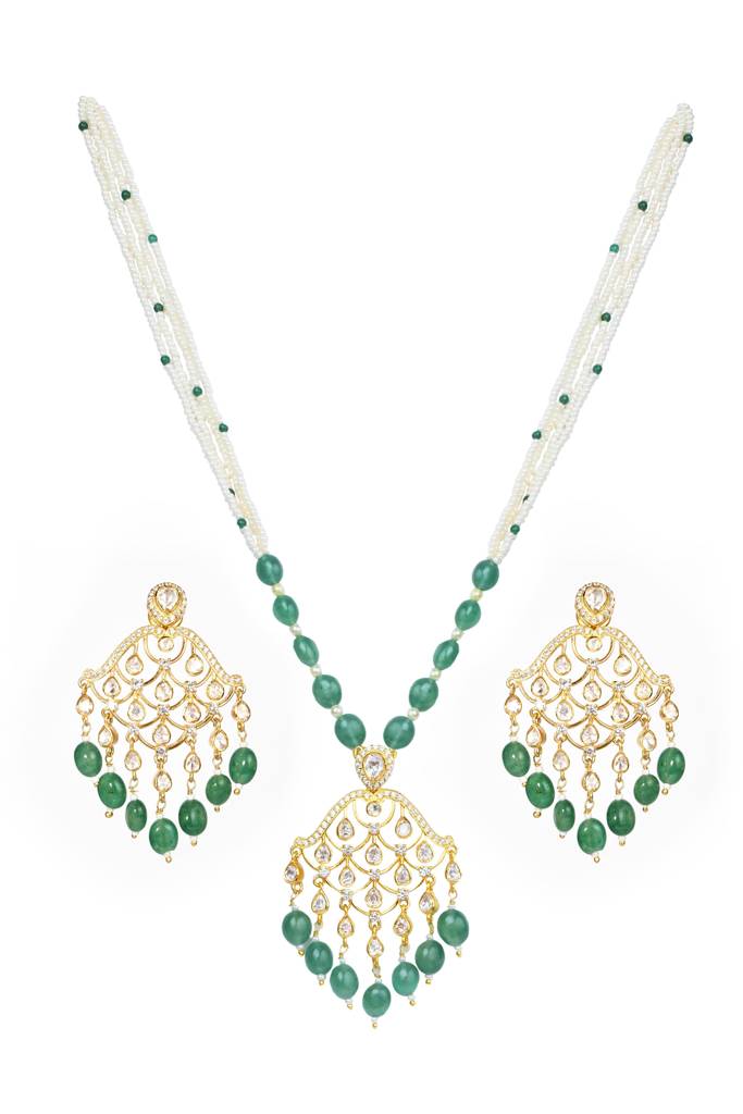 Moissanite Polki Necklace Set 16 : PJ141
